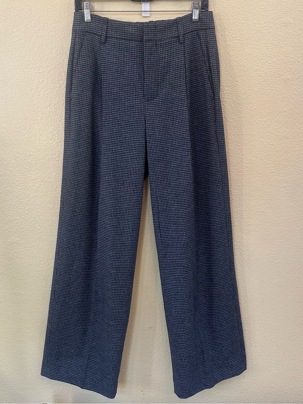 Vince High-Waisted Microcheck Wide Leg Wool Blend Trousers Size 4 Like New! - Picture 5 of 12